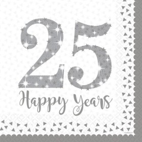 16 LUNCH NAPKINS SILVER ANNIV. 33 CM Q