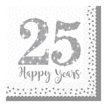 16 LUNCH NAPKINS SILVER ANNIV. 33 CM Q