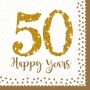 16 LUNCH NAPKINS GOLD ANNIV. 33CM Q