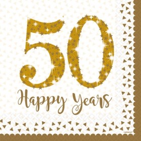 16 LUNCH NAPKINS GOLD ANNIV. 33CM Q