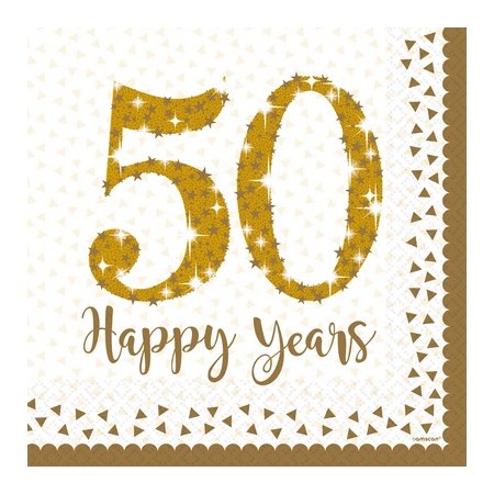 16 LUNCH NAPKINS GOLD ANNIV. 33CM Q