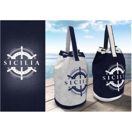 SACCA MARINAIO COTONE SICILIA BLU.