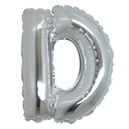 PALLONCINI ARGENTO LETTERA D 18CM