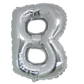 PALLONCINI ARGENTO LETTERA B 18CM.