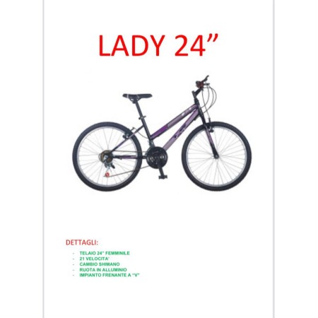 BICICLETTA 24 LADY  BIANCA/ROSA-NERA/ROSA
