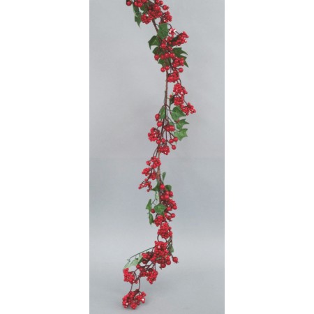 RAMO PVC MT.1.40 C/BACCHE ROSSE E FOGLIE D'EDERA