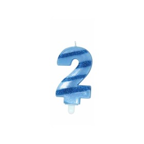 CANDELE GLITTER AZZURRE N. 2