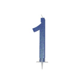 CANDELE GLITTER CM 12 BLU N1