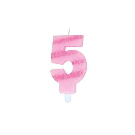CANDELE GLITTER ROSA N. 5