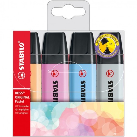 EVIDENZIATORI STABILO SET 4PZ PASTEL COLORI 2021