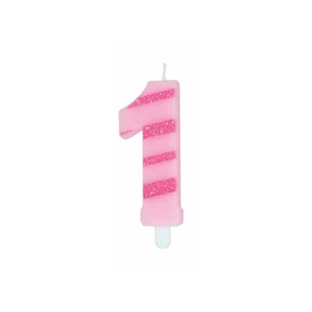 CANDELE GLITTER ROSA N. 1
