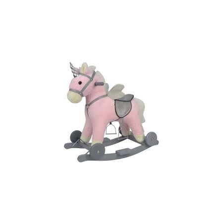 CAVALLO A DONDOLO CON RUOTE ROSA