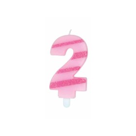 CANDELE GLITTER ROSA N. 2