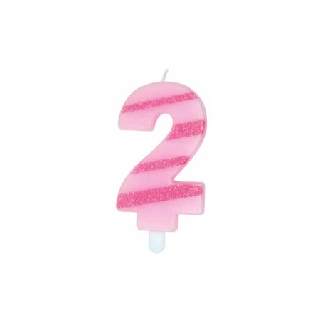 CANDELE GLITTER ROSA N. 2