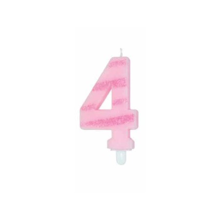 CANDELE GLITTER ROSA N. 4