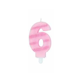 CANDELE GLITTER ROSA N. 6