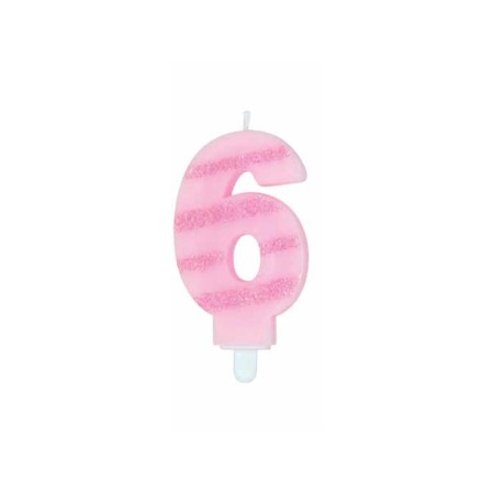 CANDELE GLITTER ROSA N. 6