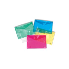 BUSTE CON BOTTONE FLUO TRASPARENTI 13X25