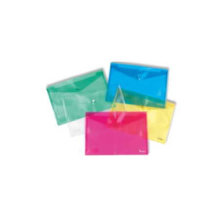 BUSTE CON BOTTONE FLUO TRASPARENTI 13X25