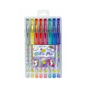 BLISTER 8 BIRO GLITTER PROFUMATE UNICORNO