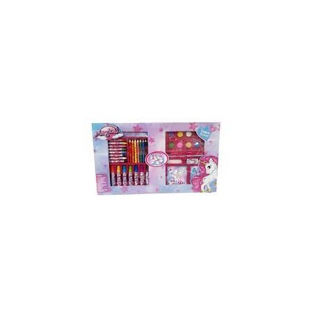 SCATOLA COLORI E STICKERS UNICORNO